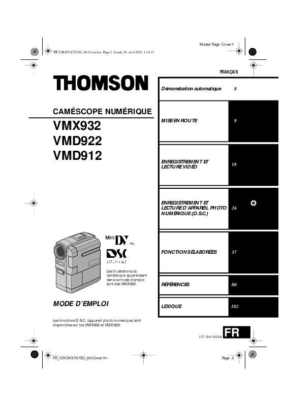 Guide utilisation THOMSON VMX932  de la marque THOMSON