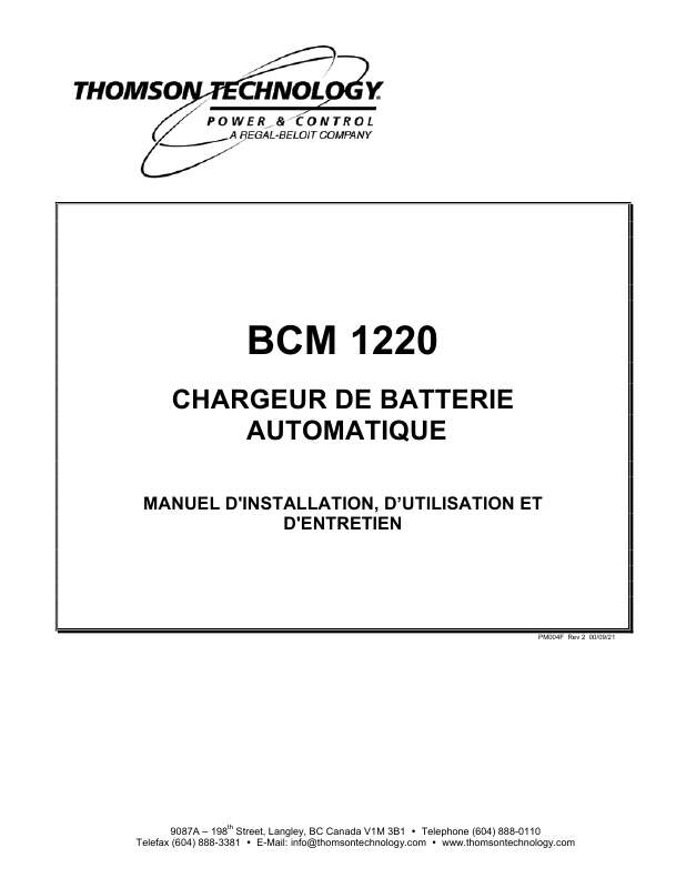 Guide utilisation  THOMSON BCM 1220  de la marque THOMSON