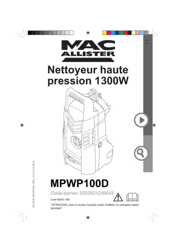 Guide utilisation MAC ALLISTER MPWP100F  de la marque MAC ALLISTER