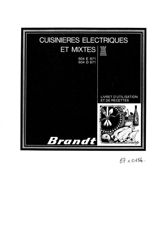 Guide utilisation BRANDT 604D67  de la marque BRANDT