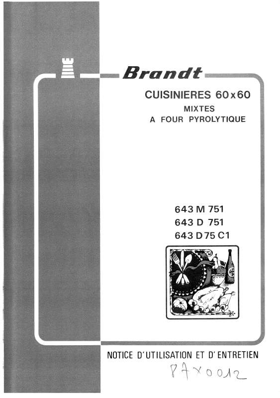 Guide utilisation BRANDT 643D75  de la marque BRANDT