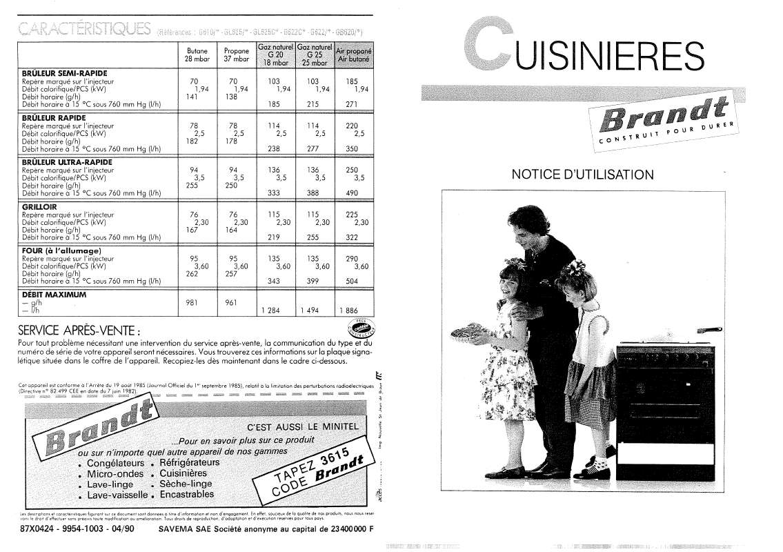 Guide utilisation BRANDT G622B  de la marque BRANDT