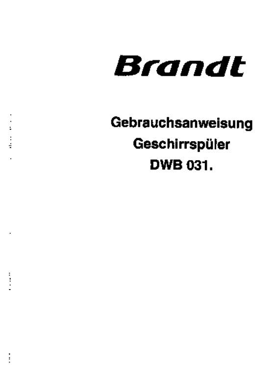 Guide utilisation  BRANDT DWB031BG1  de la marque BRANDT