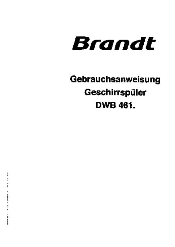 Guide utilisation  BRANDT DWB461WG1  de la marque BRANDT