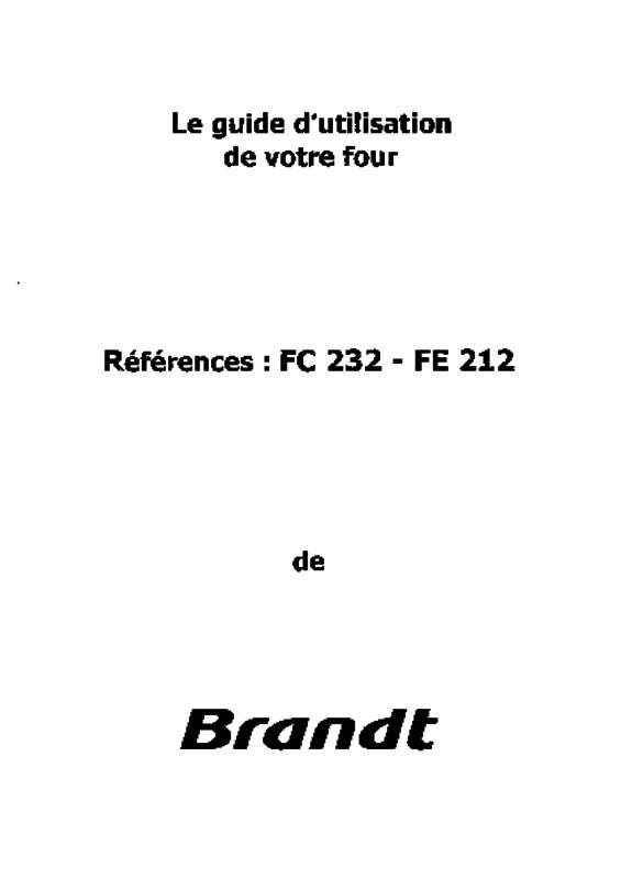 Guide utilisation  BRANDT FE212XCKD  de la marque BRANDT