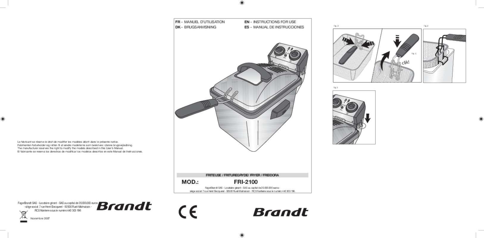 Guide utilisation BRANDT FRI-2100E de la marque BRANDT