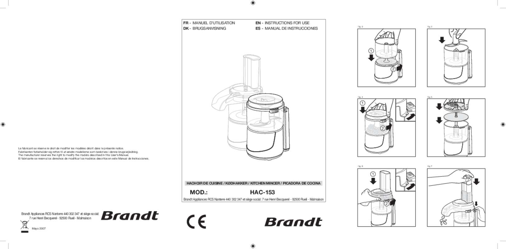 Guide utilisation  BRANDT HAC-153BV  de la marque BRANDT
