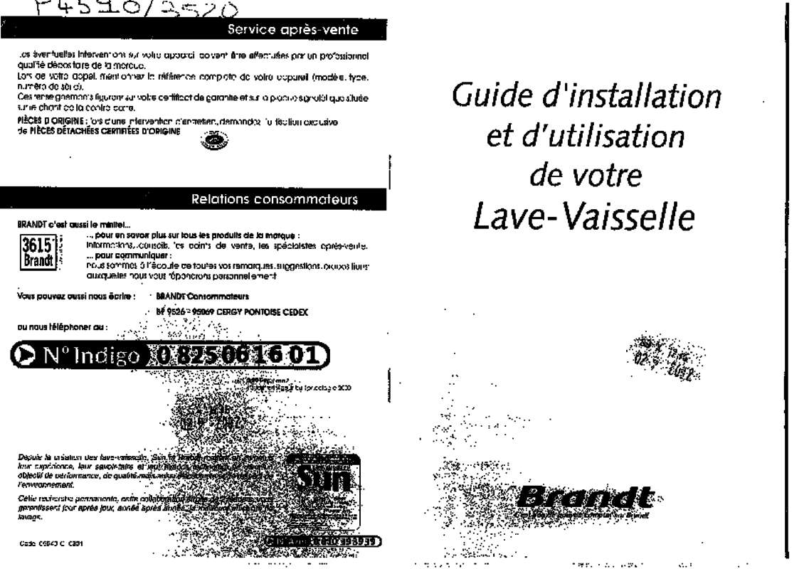 Guide utilisation  BRANDT P4510V  de la marque BRANDT