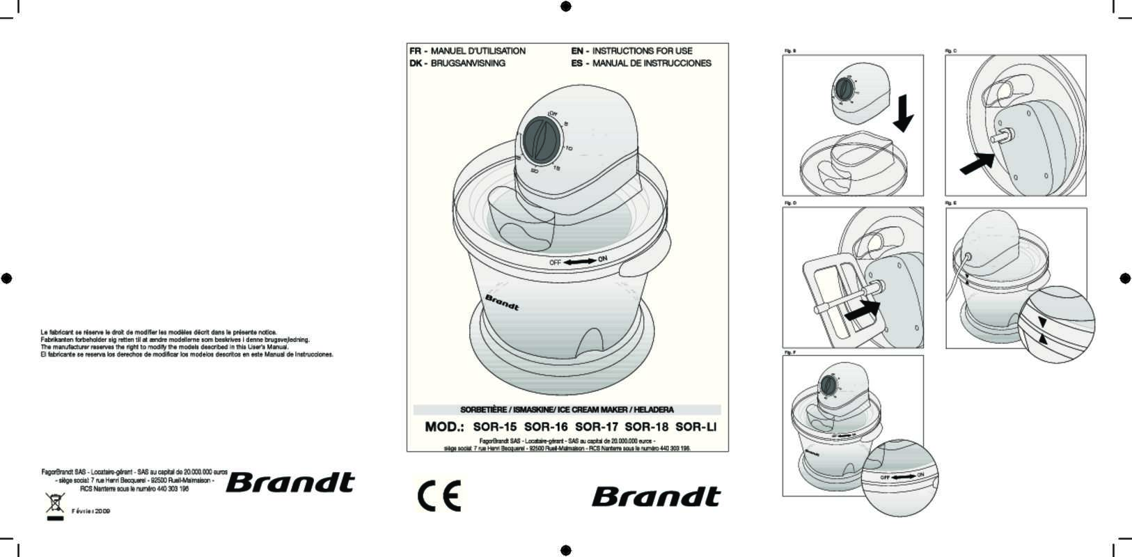 Guide utilisation BRANDT SOR-16  de la marque BRANDT
