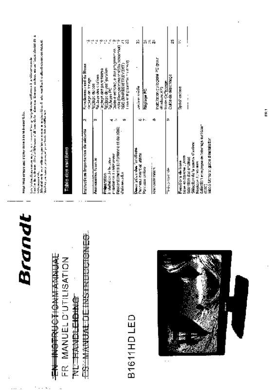 Guide utilisation BRANDT B1611HD  de la marque BRANDT