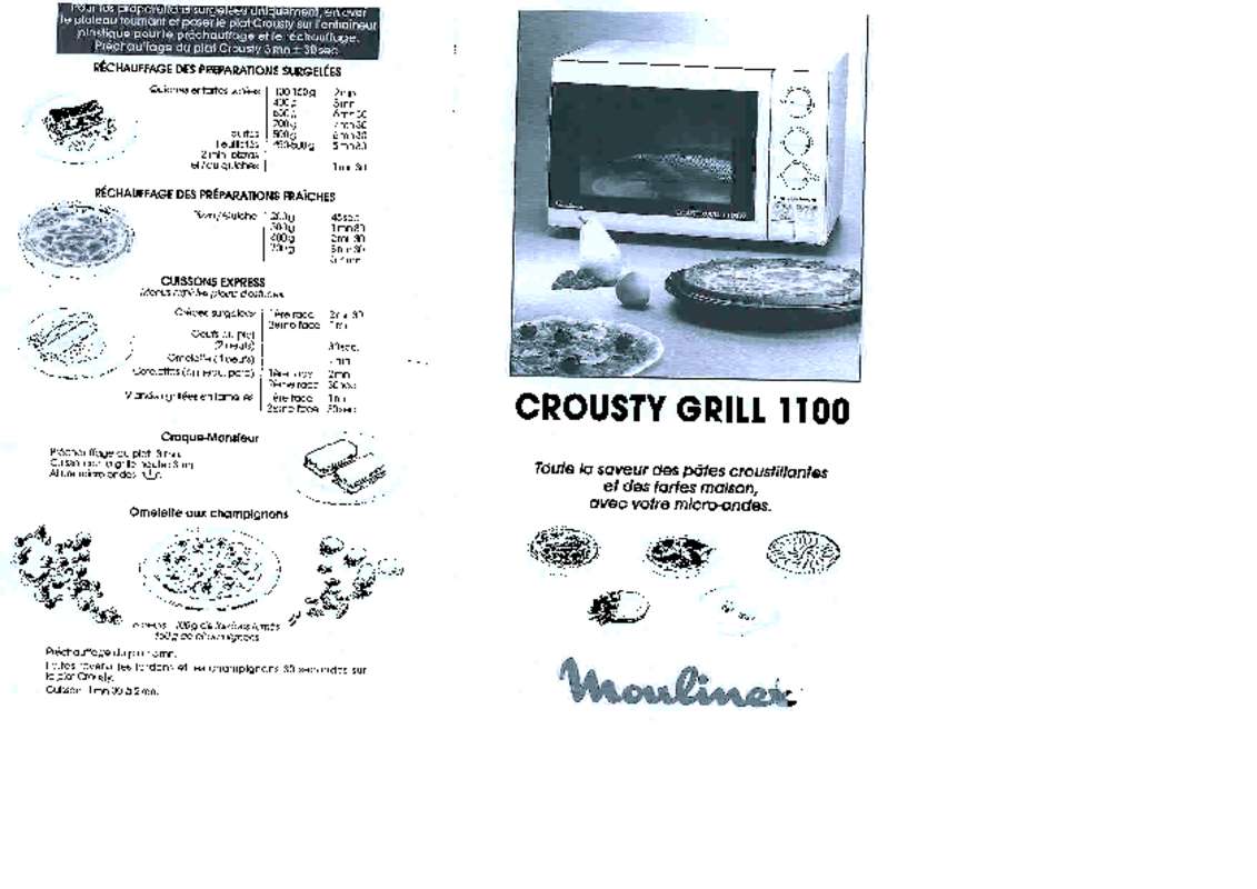 Guide utilisation  MOULINEX 1100 CROUSTY GRILL  de la marque MOULINEX