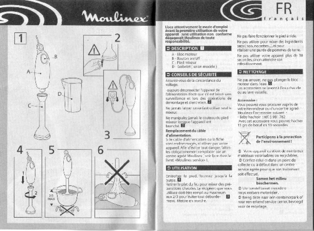 Guide utilisation  MOULINEX DDJ241 TURBOMIX  de la marque MOULINEX