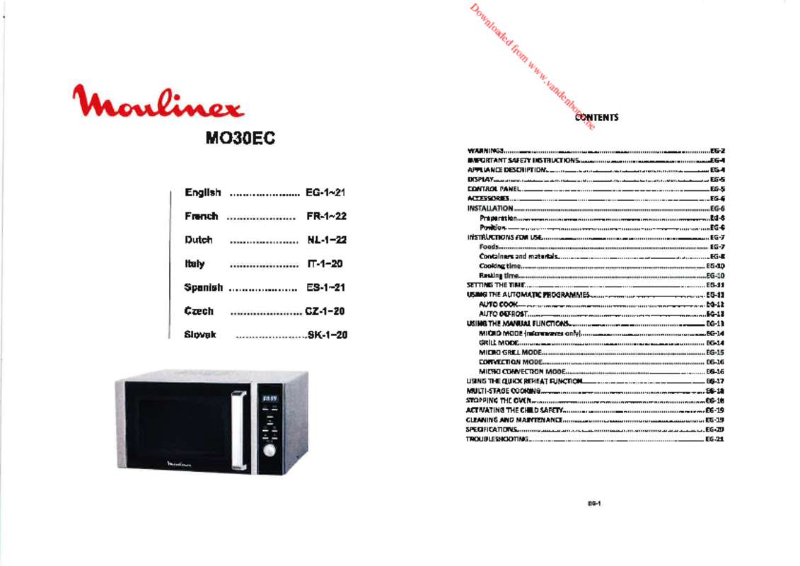 Guide utilisation MOULINEX MO30EC de la marque MOULINEX