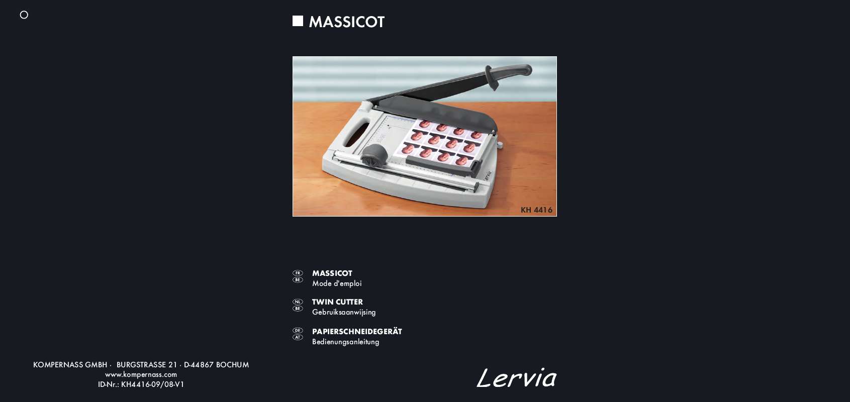 Guide utilisation  LERVIA KH 4416 PAPER TRIMMER  de la marque LERVIA