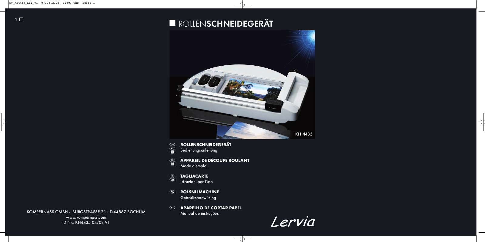 Guide utilisation  LERVIA KH 4435 ROLL CUTTER  de la marque LERVIA