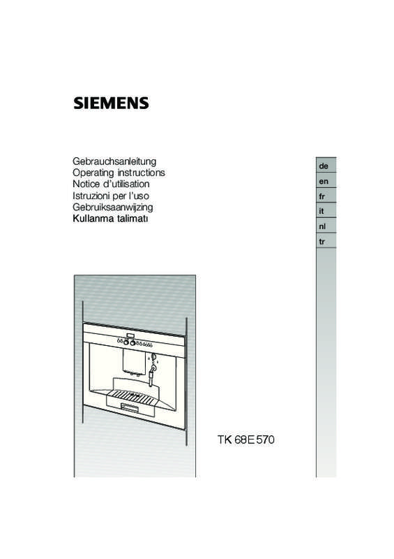 Guide utilisation SIEMENS TKE68E570 de la marque SIEMENS
