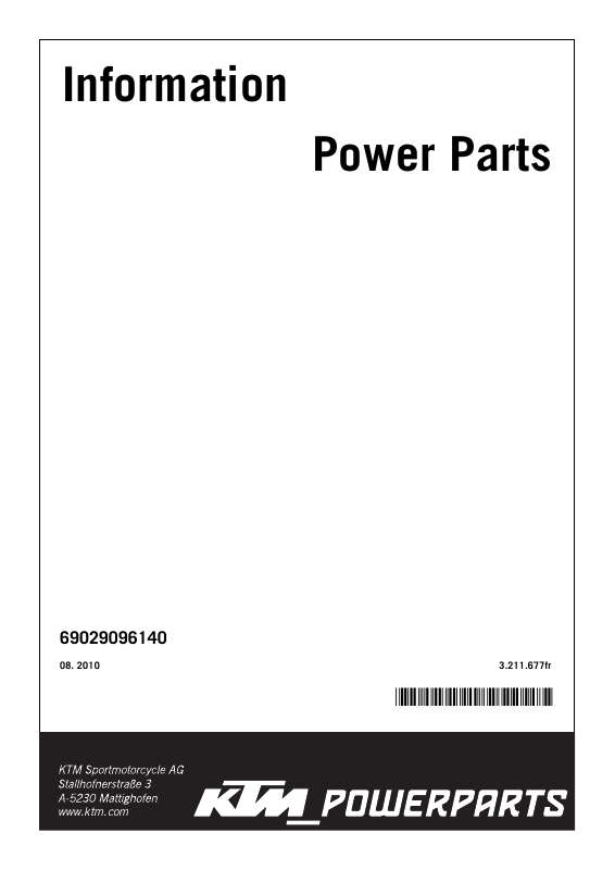 Guide utilisation  KTM POWER PARTS  de la marque KTM