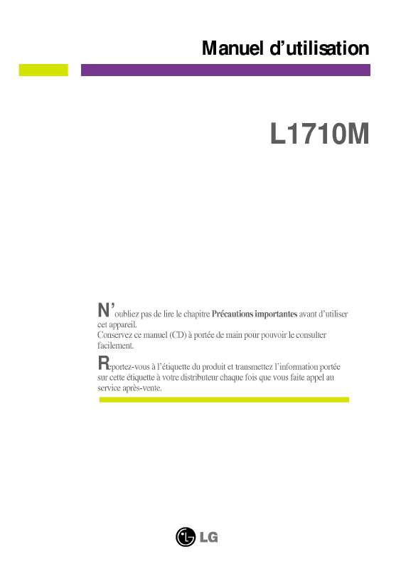 Guide utilisation LG L1710M  de la marque LG