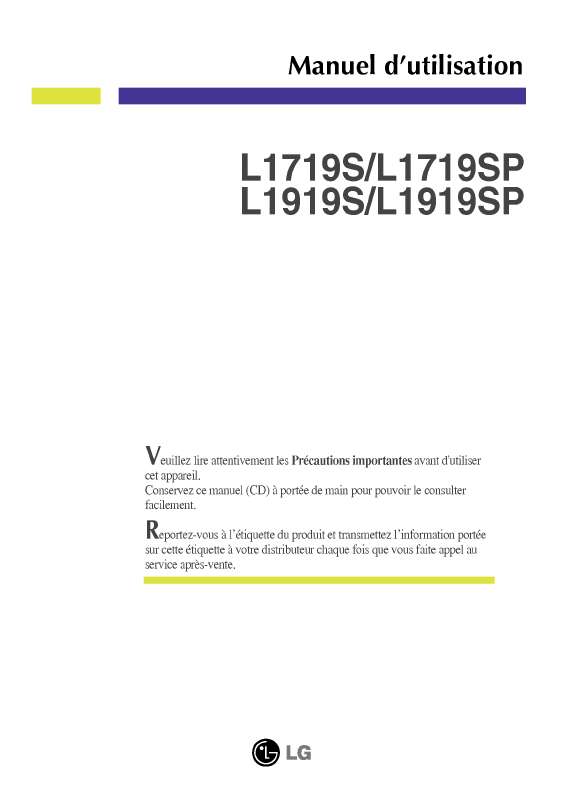Guide utilisation LG L1719S-SF  de la marque LG