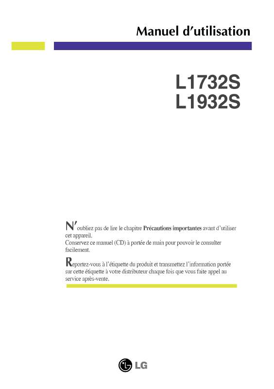 Guide utilisation LG L1732S  de la marque LG