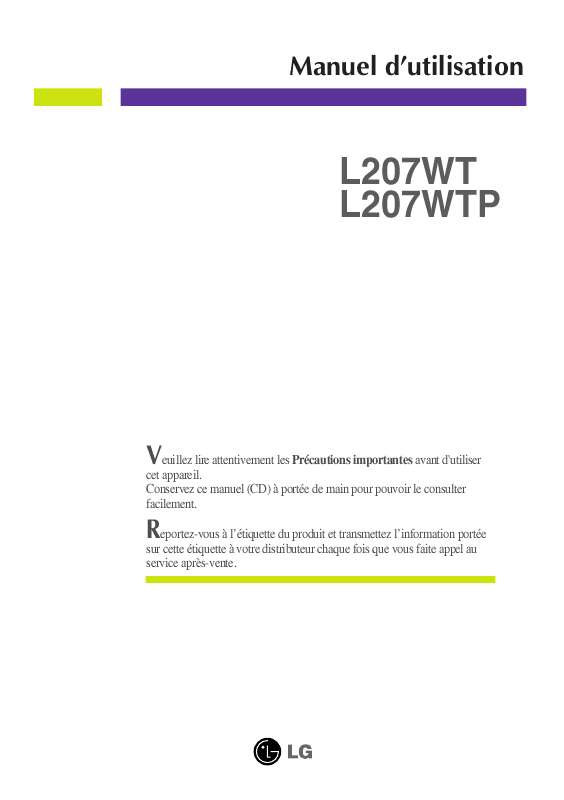 Guide utilisation LG L207WTP-PF  de la marque LG