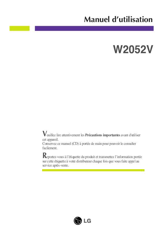 Guide utilisation LG W2052V-PF  de la marque LG