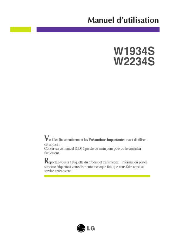 Guide utilisation LG W2234S-BN  de la marque LG
