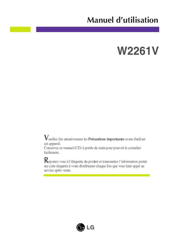 Guide utilisation LG W2261V-PF  de la marque LG