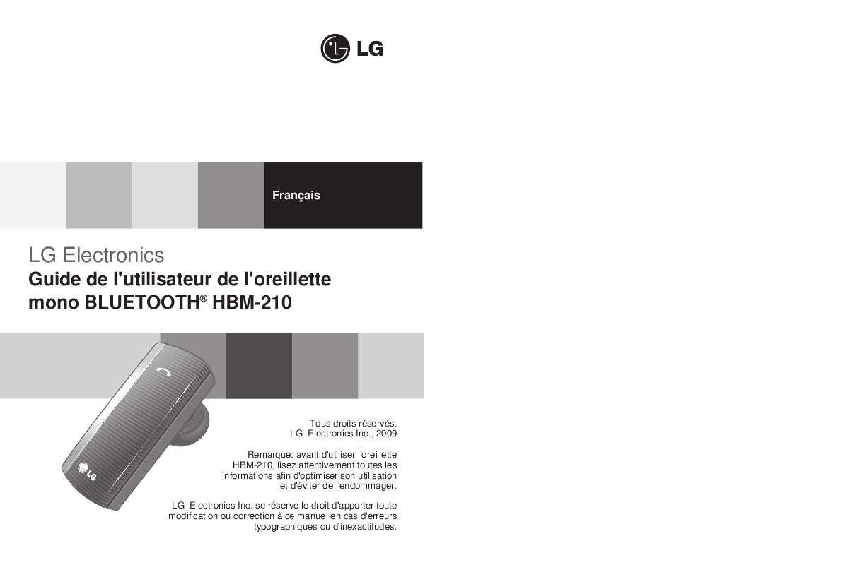 Guide utilisation LG HBM-210  de la marque LG