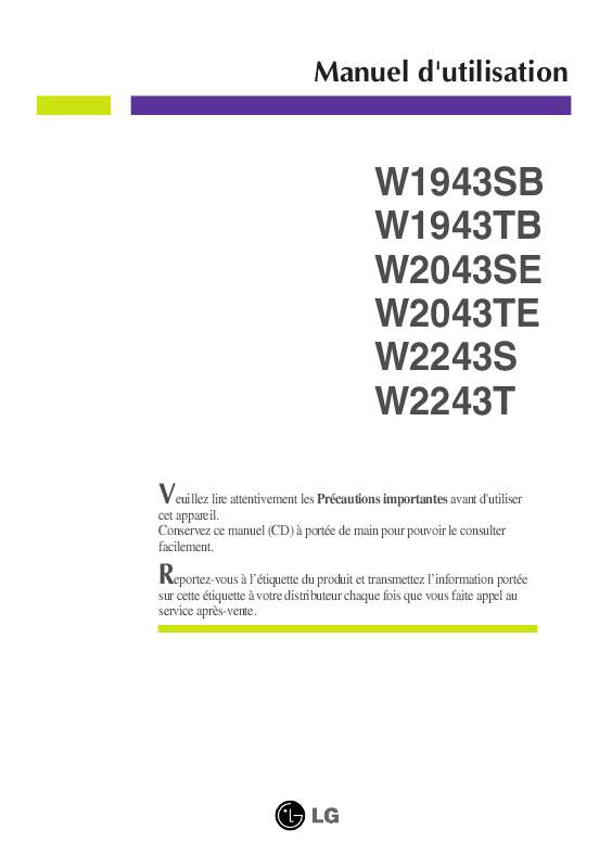 Guide utilisation LG W2043SE  de la marque LG