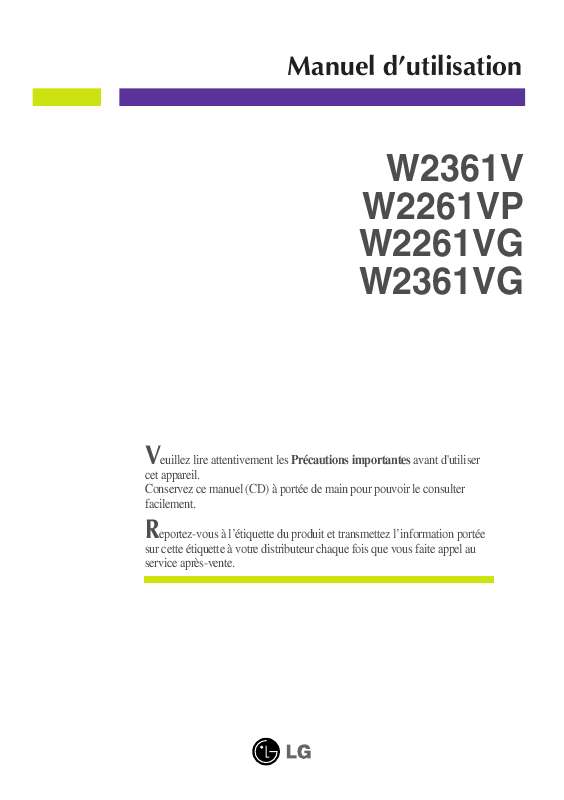 Guide utilisation LG W2261VG  de la marque LG
