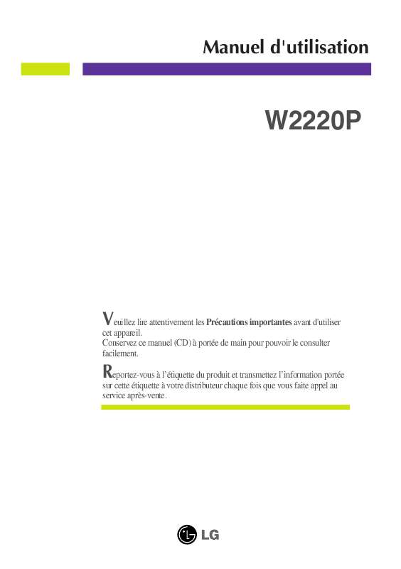 Guide utilisation LG W2220P  de la marque LG