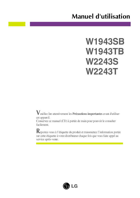 Guide utilisation LG W2243S  de la marque LG