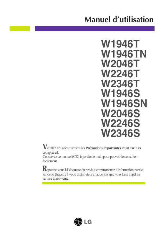 Guide utilisation LG W2246T  de la marque LG