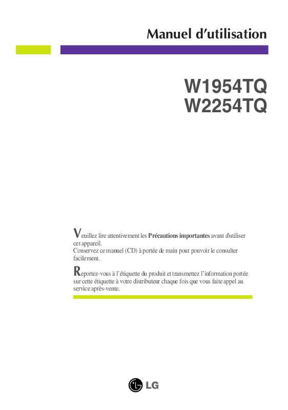 Guide utilisation LG W2254TQ  de la marque LG