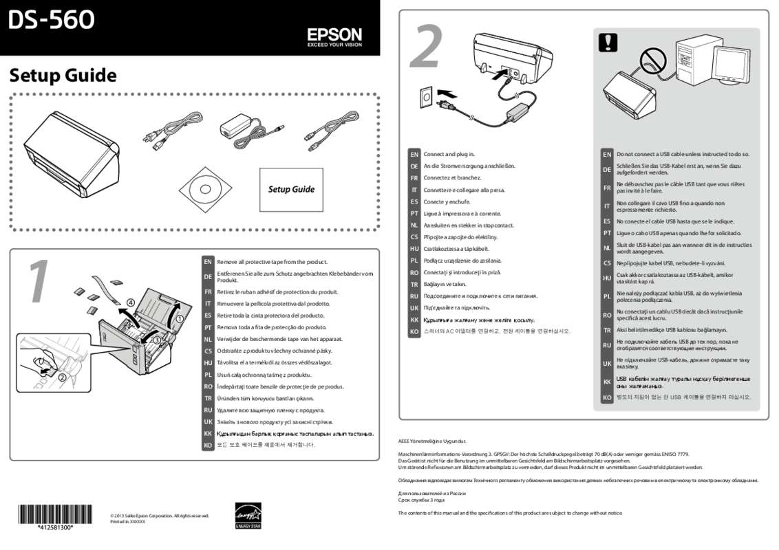 Guide utilisation  EPSON DS-560 & WORKFORCE DS-560  de la marque EPSON