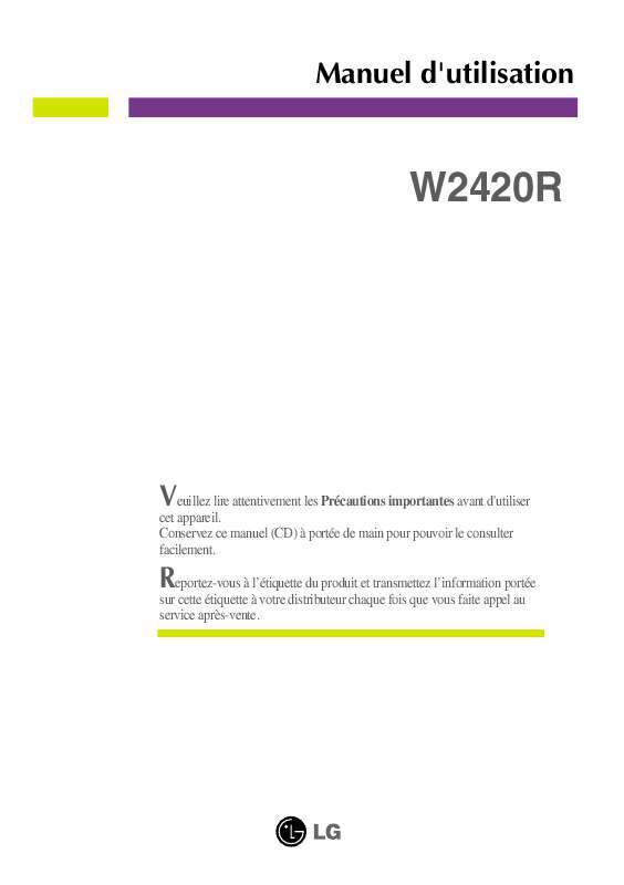 Guide utilisation LG W2420R  de la marque LG