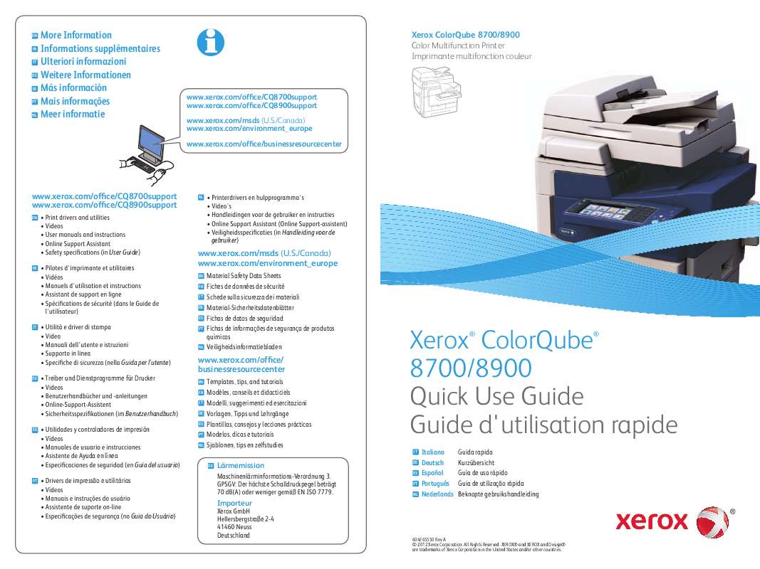 Guide utilisation  XEROX COLORQUBE 8700  de la marque XEROX