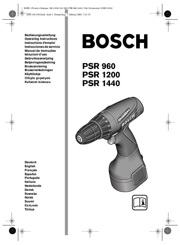 Guide utilisation BOSCH PSR 1200  de la marque BOSCH