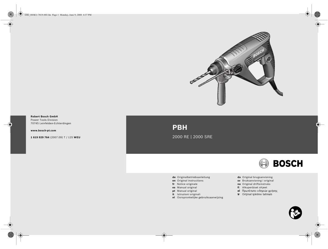 Guide utilisation  BOSCH PBH 2000 SRE  de la marque BOSCH