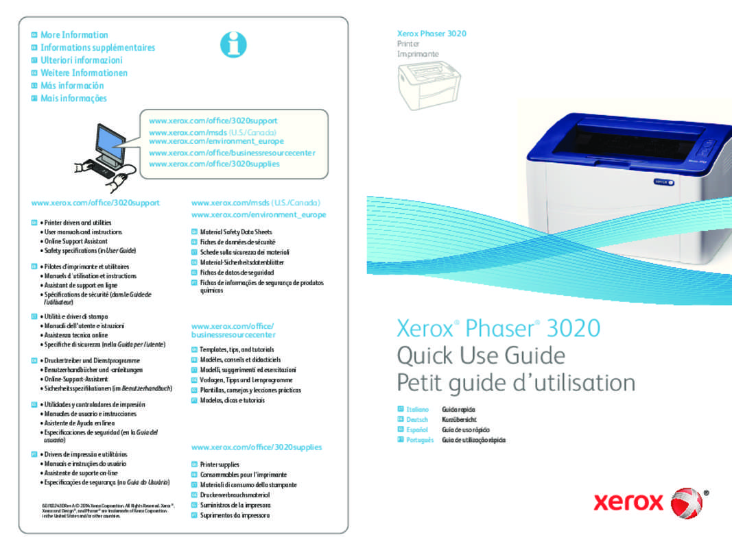 Guide utilisation  XEROX PHASER 3020  de la marque XEROX