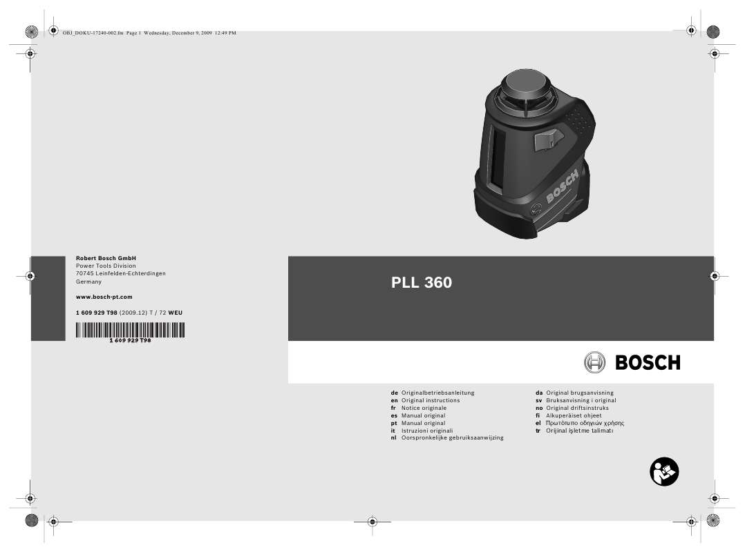 Guide utilisation BOSCH PLL 360  de la marque BOSCH