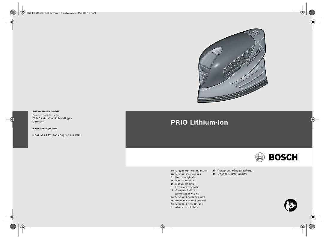 Guide utilisation BOSCH PRIO LITHIUM-ION  de la marque BOSCH