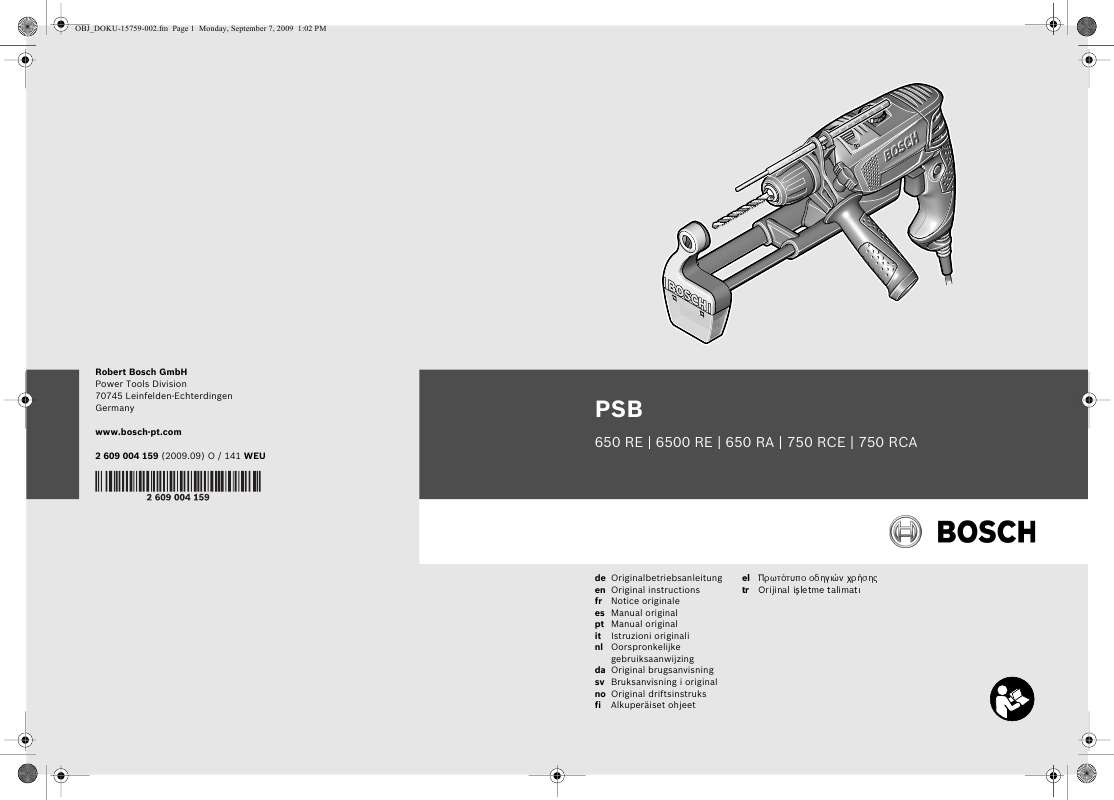 Guide utilisation BOSCH PSB 750 RCA  de la marque BOSCH