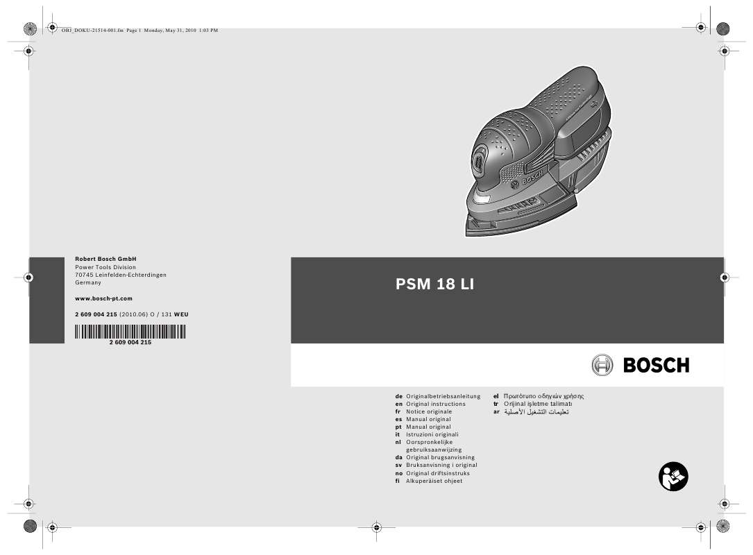 Guide utilisation BOSCH PSM 18 LI  de la marque BOSCH