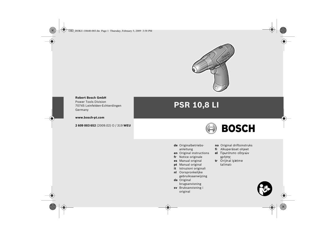 Guide utilisation  BOSCH PSR 10,8 LI  de la marque BOSCH