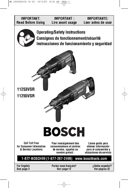 Guide utilisation  BOSCH 11253VSR  de la marque BOSCH