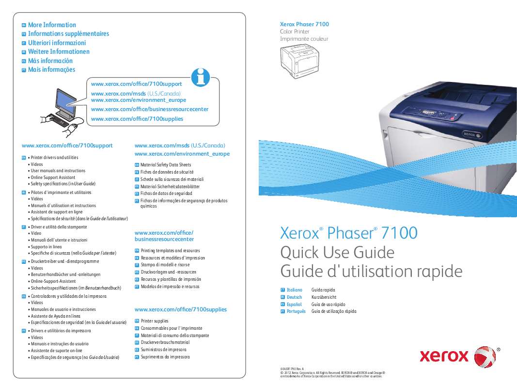 Guide utilisation  XEROX PHASER 7100  de la marque XEROX