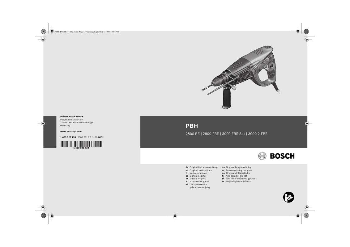 Guide utilisation BOSCH PBH2900FRE  de la marque BOSCH