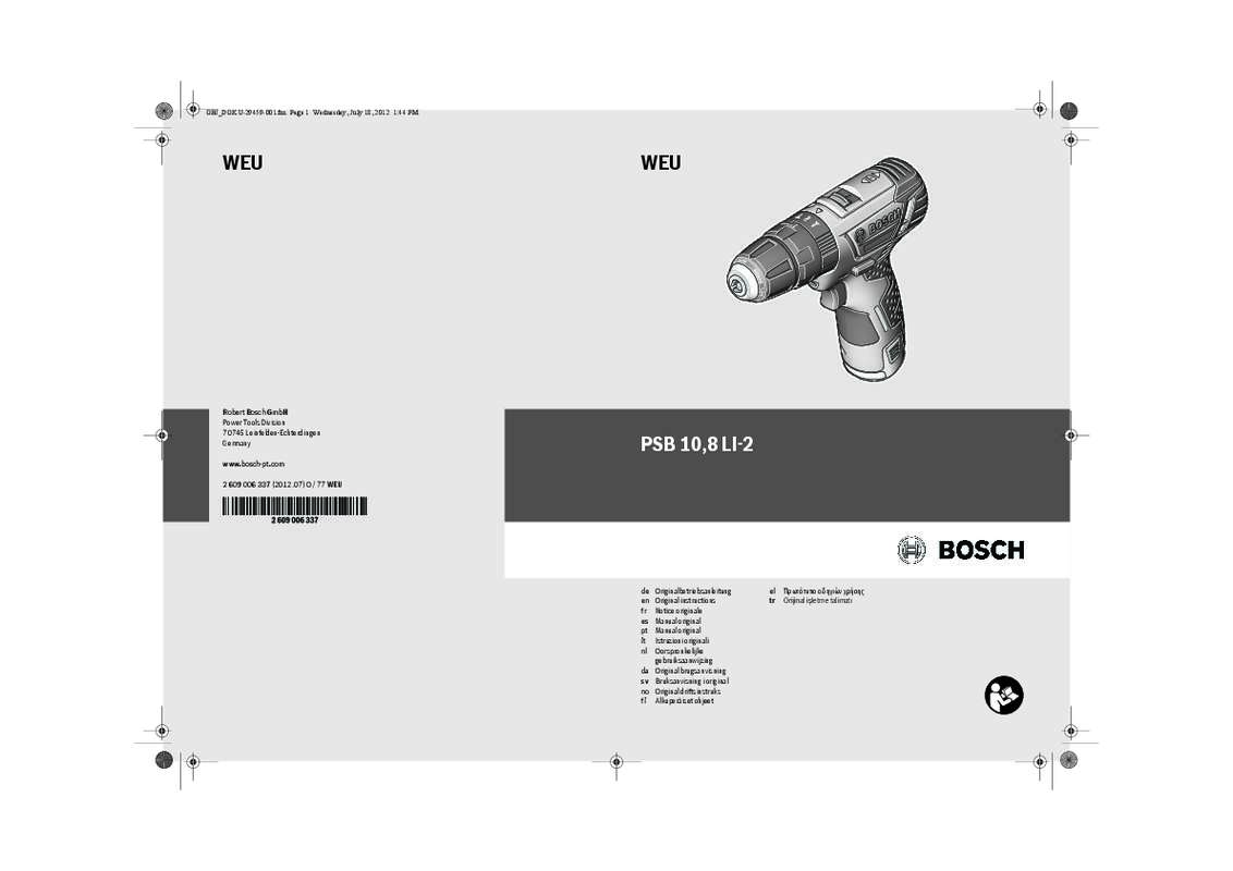 Guide utilisation BOSCH PSB10.8LI2  de la marque BOSCH